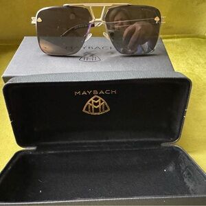 New Maybach Men's Aviator Gold Frame Black Lens Sunglasses